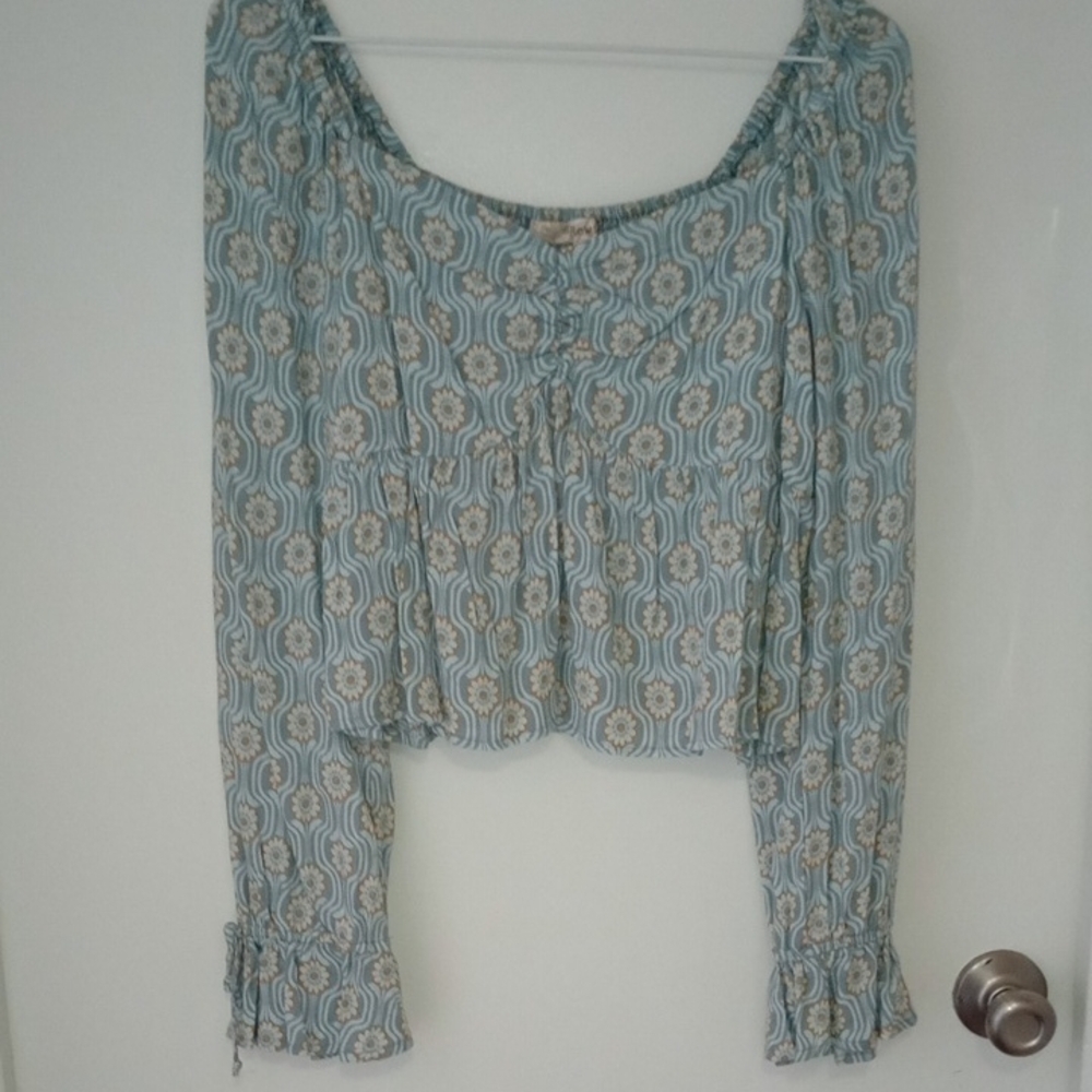 Blue Floral Patterned Women's Top